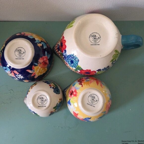 Set of 4 Pioneer Woman Stoneware Measuring Cups Floral - Picture 9 of 10